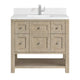 Breckenridge 36" Single Vanity, Oak, 1-Hole 3CM White Zeus Top, Backsplash