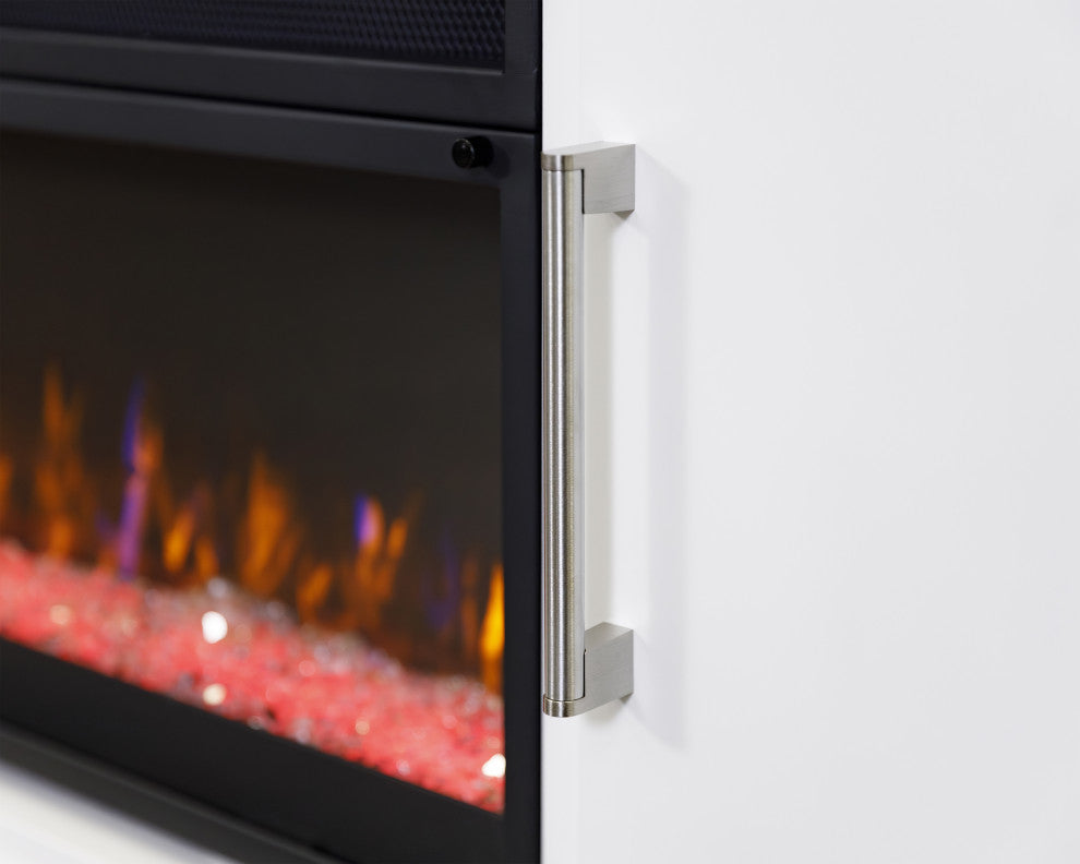 Modern 96" Fireplace Console Entertainment, White