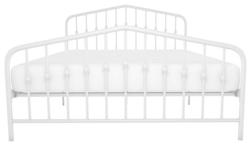 Novogratz Bushwick Queen Adjustable Metal Bed in White