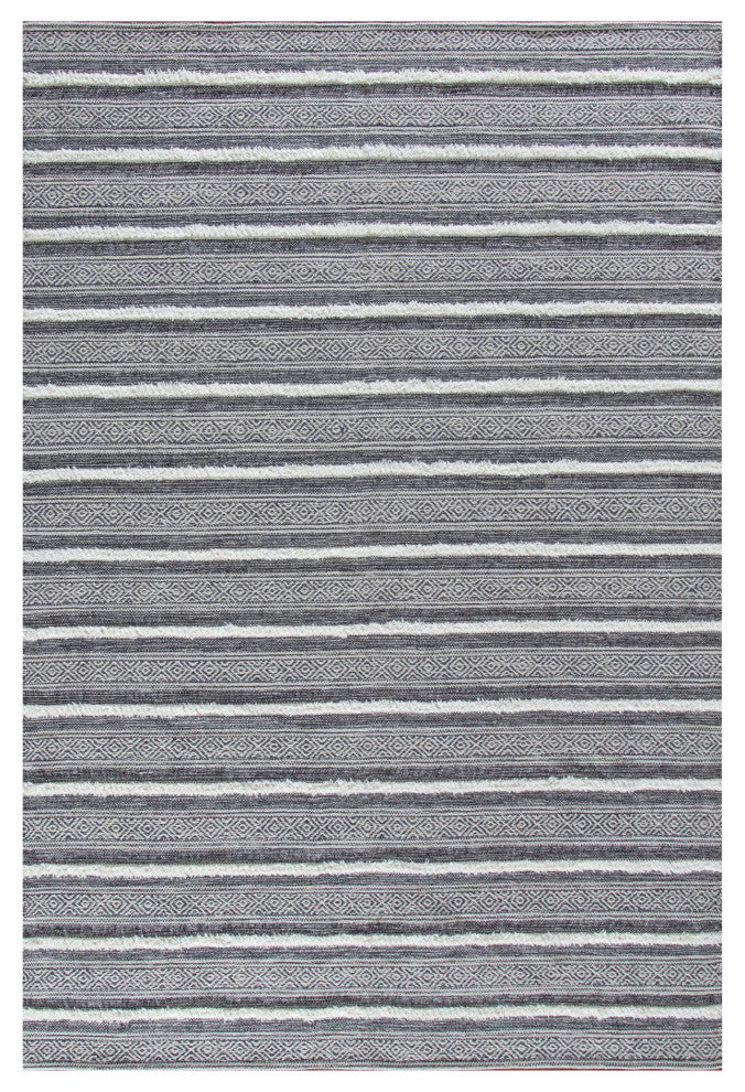 Corrina Charcoal Gray and Natural Cotton Rug, 4''x6''