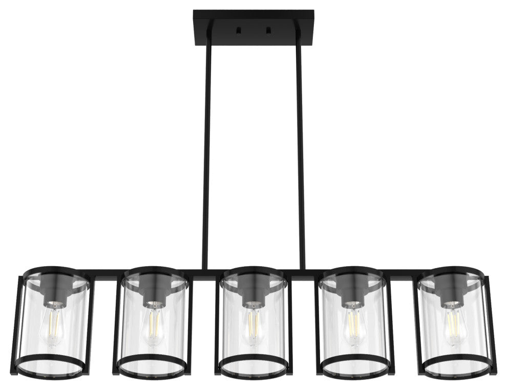 Astwood Matte Black With Clear Glass 5 Light Chandelier Ceiling