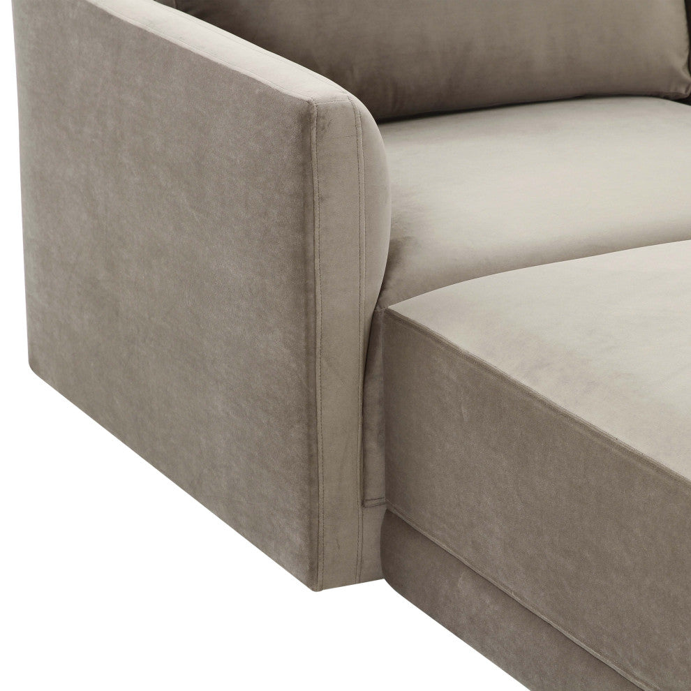 Flix Modular Velvet Sectional Sofa, Modern 4 Piece Sectional Couch Set, Beige Ta