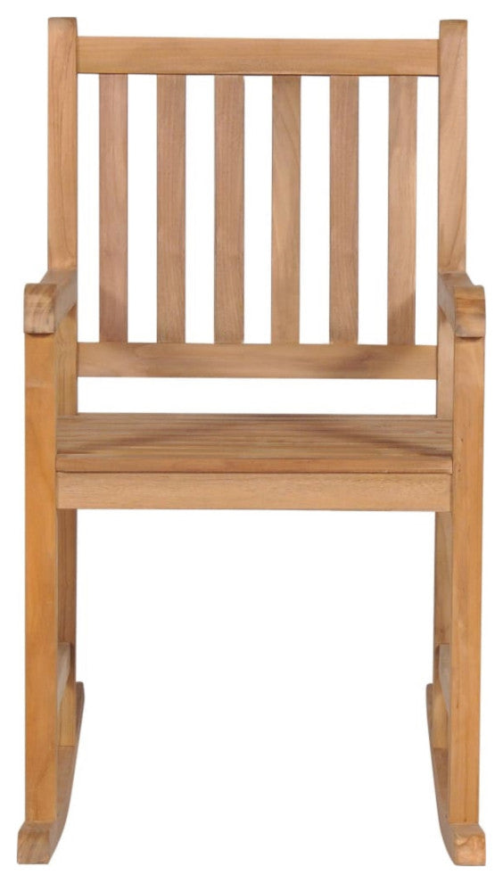 Vidaxl Rocking Chair With Green Cushion Solid Teak Wood