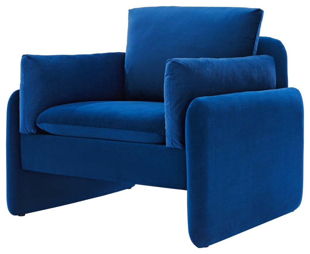 Armchair Accent Chair, Velvet, Blue Navy, Modern, Living Lounge Hospitality