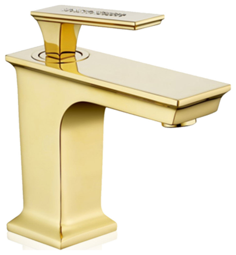 Gold and Crystal Lavatory Faucet Single Handle