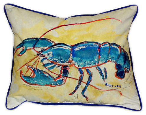 Pair of Betsy Drake Blue Lobster Large Pillows 16 Inch x 20 Inch