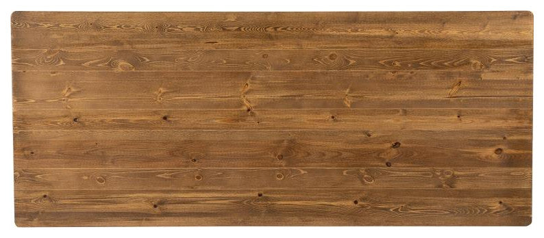 HERCULES 7' x 40" Rectangular Solid Pine Farm Table with X Legs, Antique Rustic