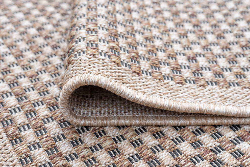 Dickens Contemporary Basektweave Cream/Brown Indoor/Outdoor Scatter Mat 2'x3'