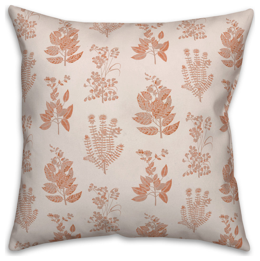Botanical Peach Pattern Pillow 18x18 Spun Poly Pillow