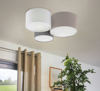 Pastore 1 3-Light Flush Mount, Taupe And White And Grey