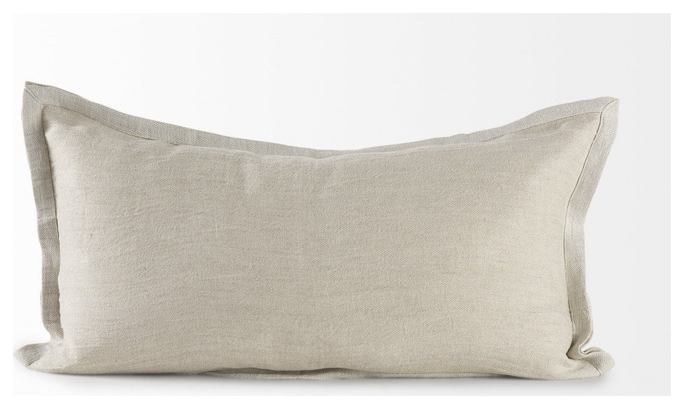 Cream Bordered Lumbar Pillow Cover