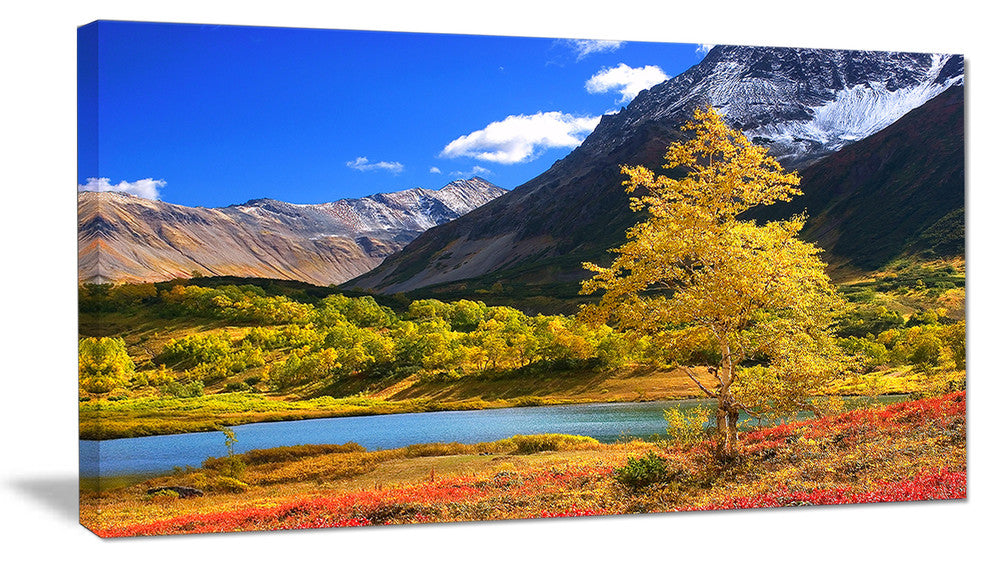 Beautiful Kamchatka Mountains, Landscape Canvas Wall Art, 32"x16"
