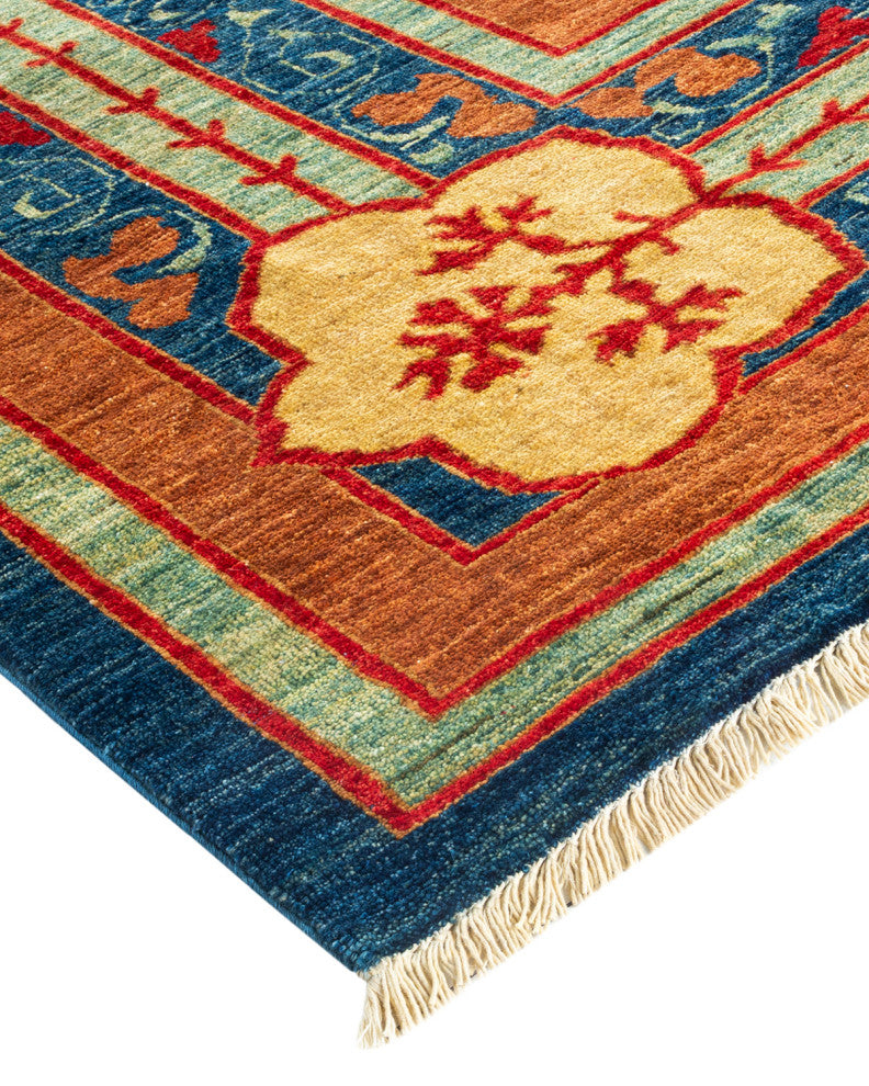 Arts and Crafts, One-of-a-Kind Handmade Area Rug Blue, 17'4"x11'10"