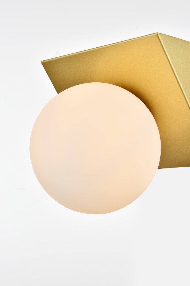 1 Light Brass And Frosted White Bath Sconce