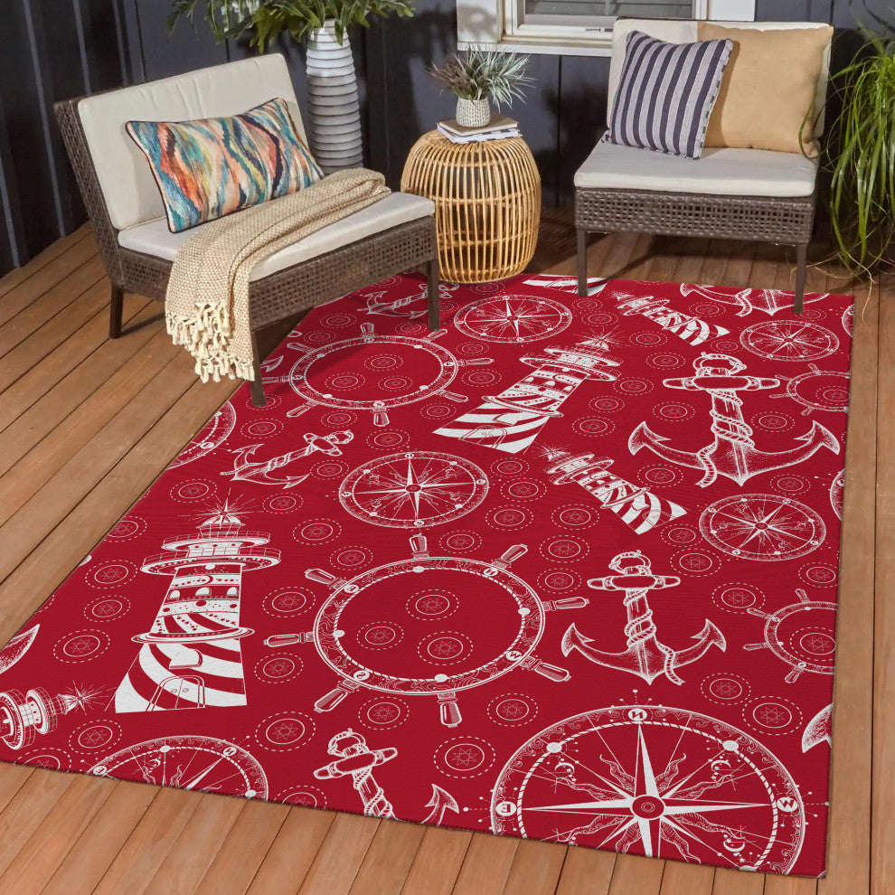 Indoor/Outdoor Harbor HA9 Red Machine Washable 9' x 12' Rug