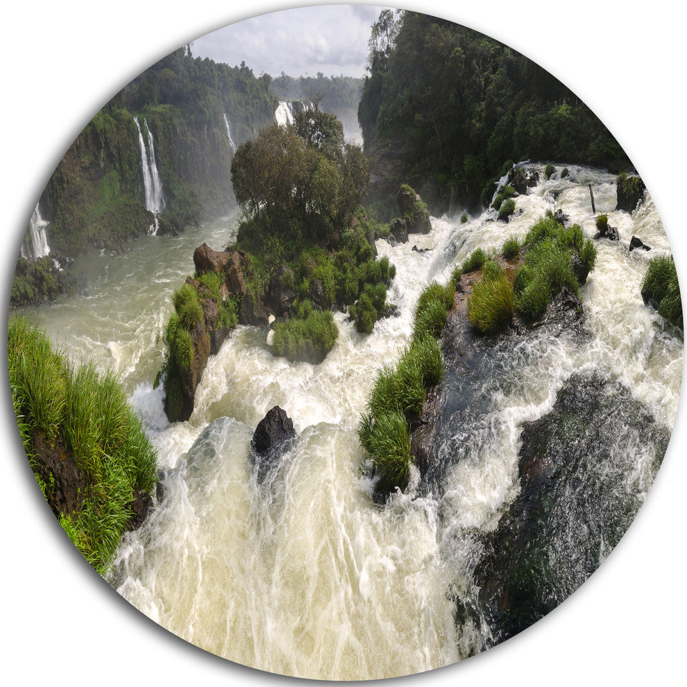 Waterfall Iguacu Falls In Brazil, Landscape Disc Metal Wall Art, 36"