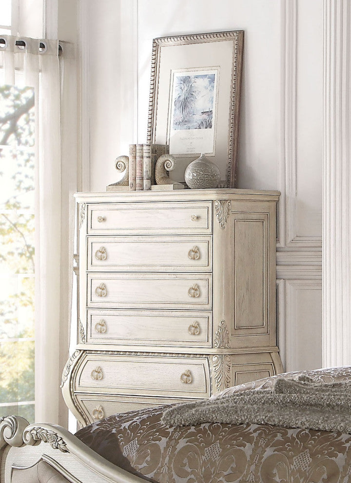 Wooden Chest with 6 Drawers, Antique White