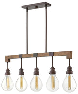 Hinkley Denton Small Five Light Linear, Industrial Iron