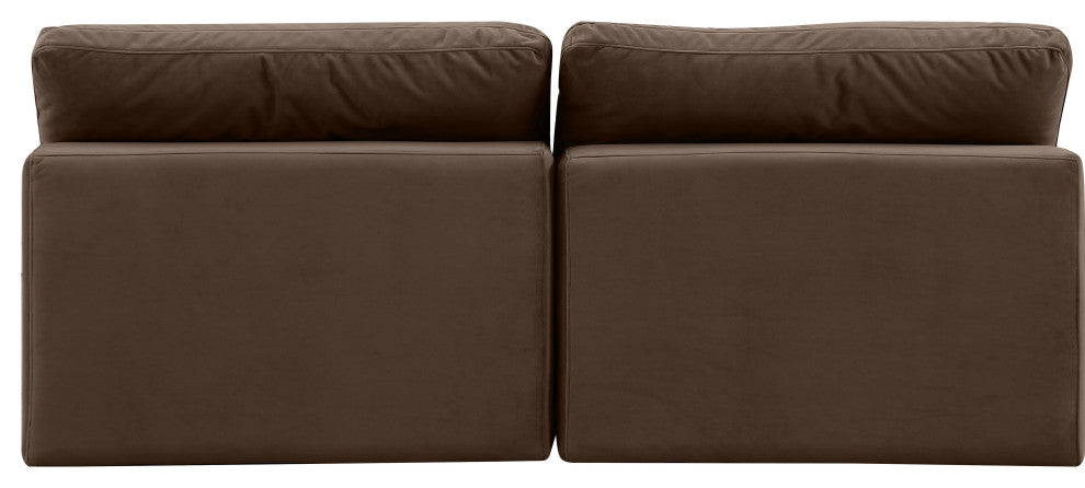 Comfy Upholstered Modular Sofa, Brown, 2-Piece: 2 Armless Chair, Velvet