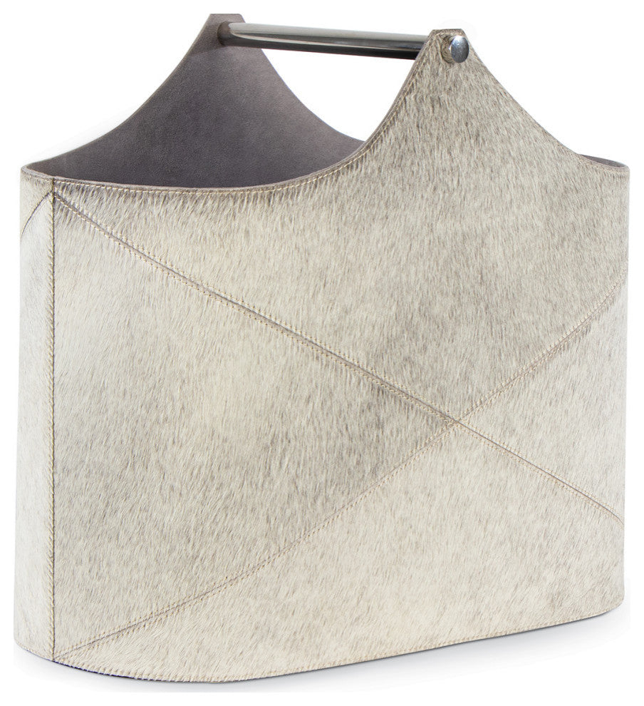Andres Hair on Hide Basket, Gray