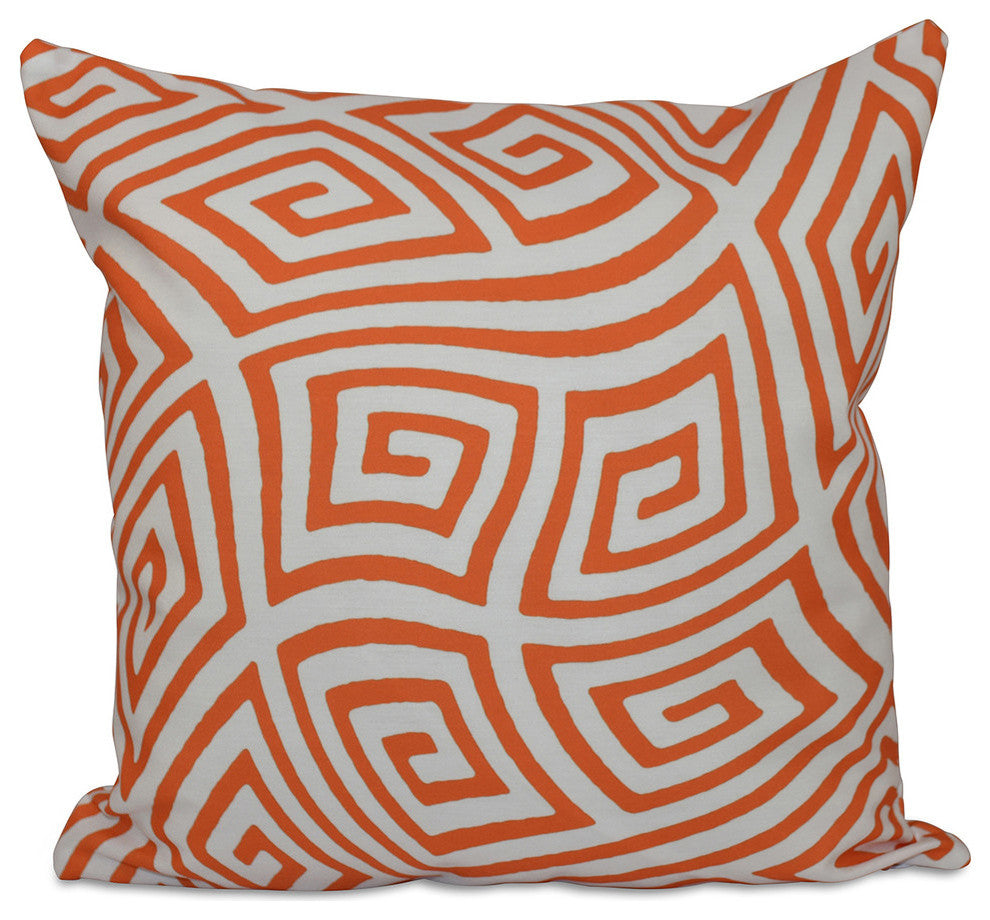 Geometric Decorative Pillow, Celosia Orange, 18"x18"