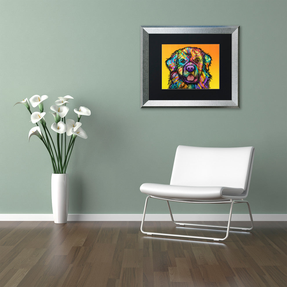 Dean Russo 'Newfie' Art, Silver Frame, Black Matte, 20"x16"