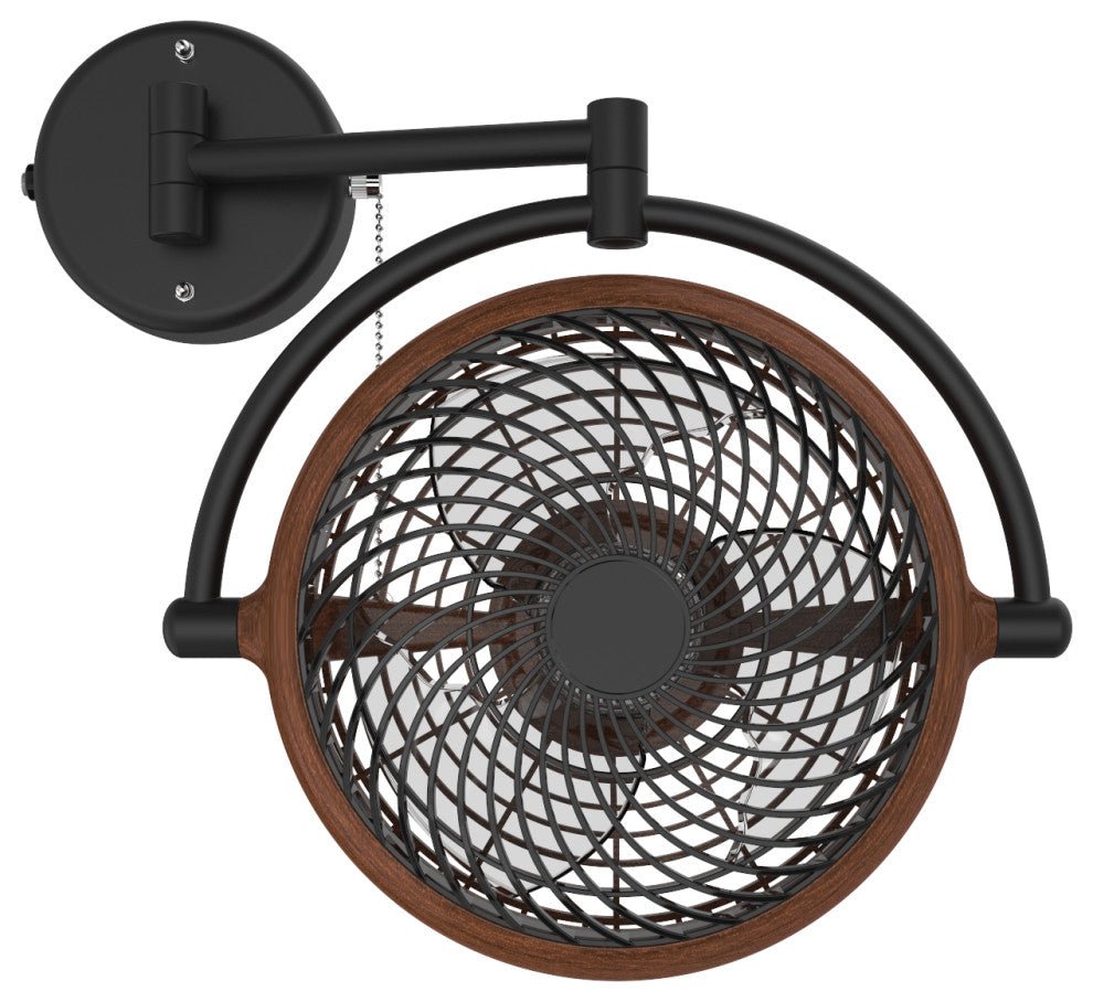 VIVI- 10 in. Walnut Wall Mount Swivel Fan with Folding Arm - U-00024