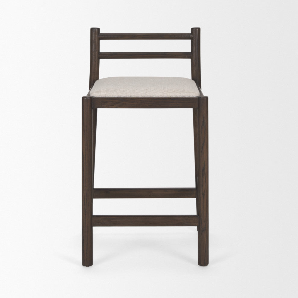 Sam Dark Brown Wood With Cream Fabric Counter Stool
