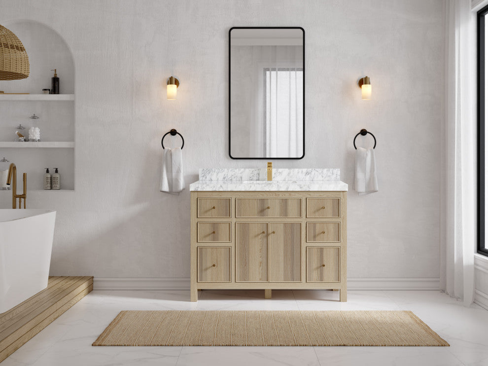 Sonoma Oak 48 Single Sink Bath Vanity with 2" Carrara Marble