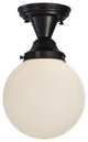 Meyda Lighting 143582 8"W Revival Schoolhouse White Globe Semi-Flushmount