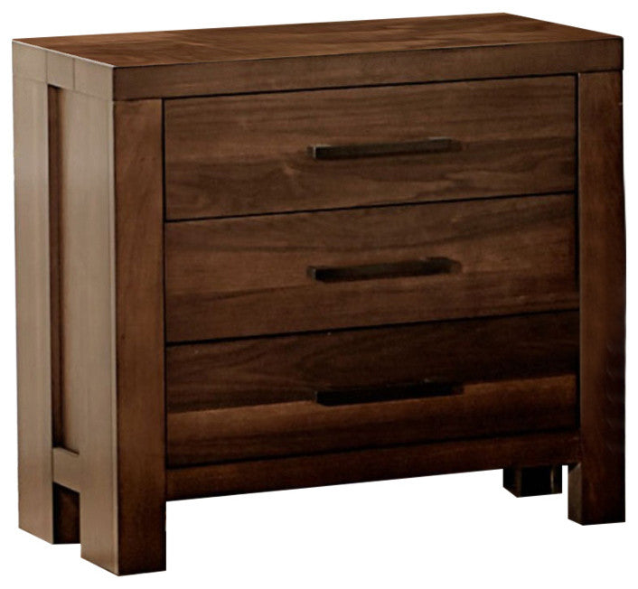 3 Drawers Nightstand In Wood Walnut Brown