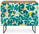 Deny Designs Lemon Pattern Credenza, Walnut, Black Steel legs