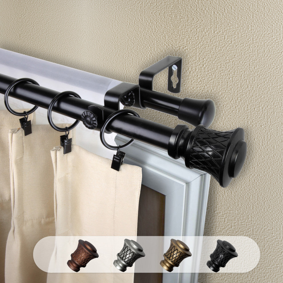 Verena 13/16" Double Curtain Rod Black
