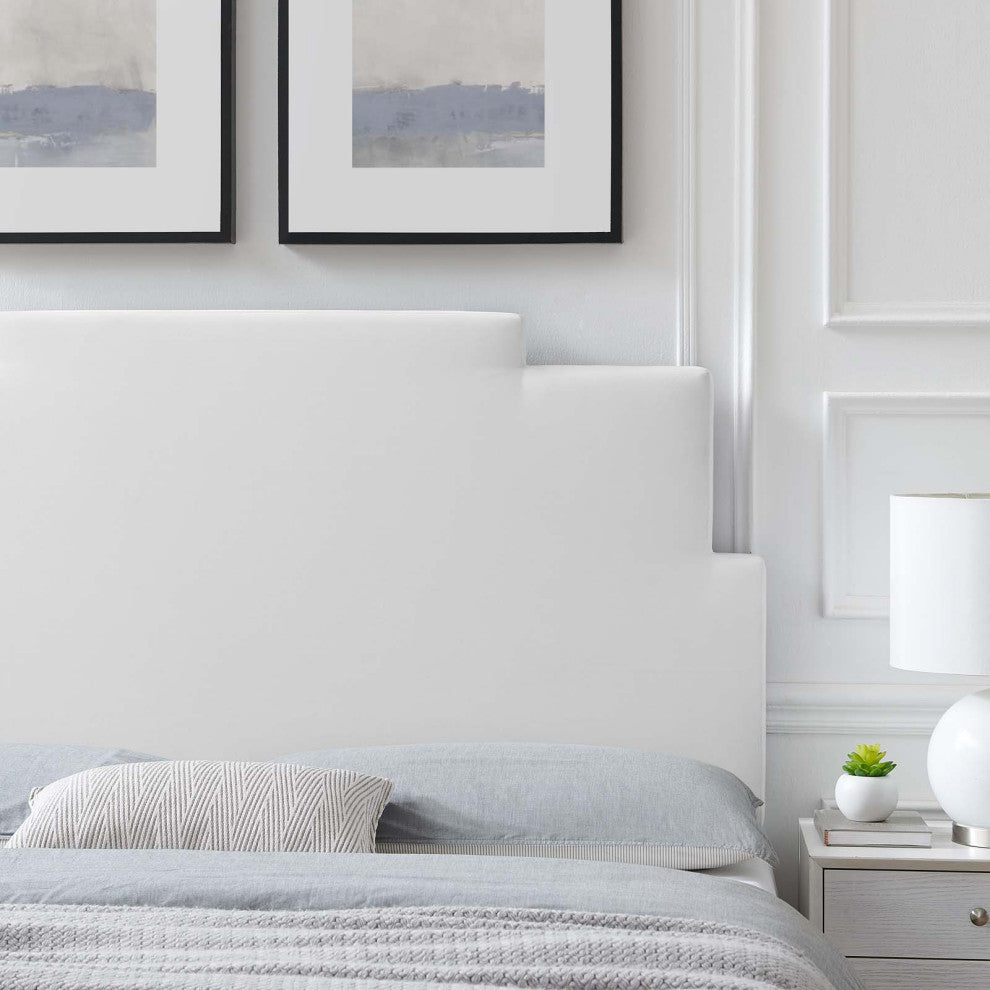 Headboard, King Size, Velvet, White, Modern Contemporary, Bedroom Master Suite