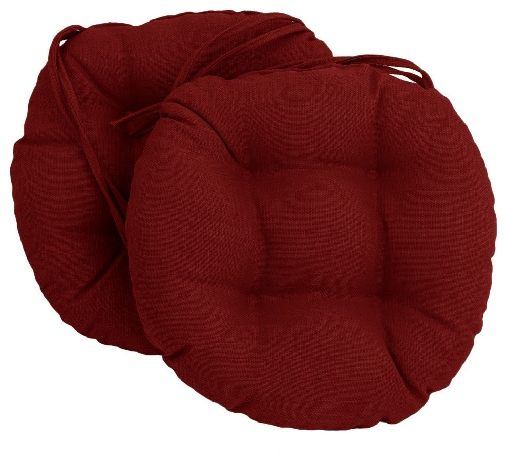 16" Spun Polyester Solid Outdoor Round Tufted Chair Cushions, Set of 6, Paprika