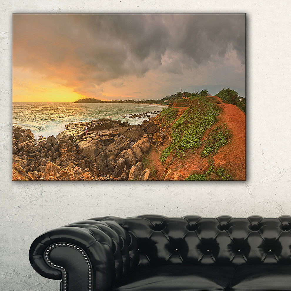 "Rocky Romantic Sri Lanka Beach" Oversized Beach Wall Art, 1 Panel, 60"x28"
