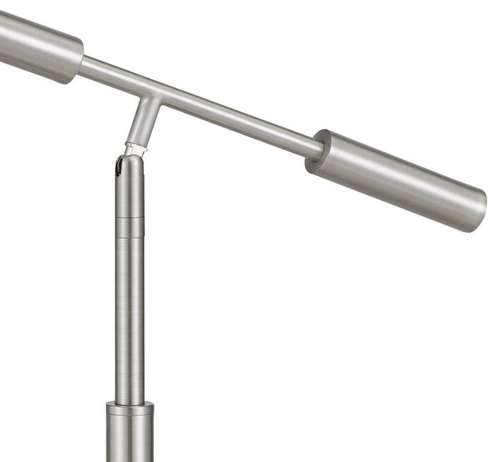 16 Inch Adjustable LED Office Desk Lamp, 2 USB Ports, Silver