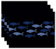18"x14" Fish Line, Animal Print Placemat, Navy Blue, Set of 4