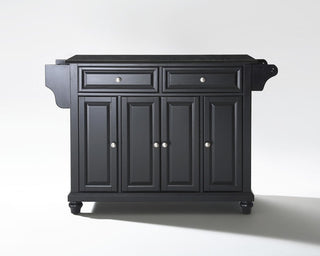 Cambridge Solid Black Granite Top Kitchen Island, Black Finish
