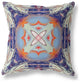 16" Indigo Orange Geo Tribal Suede Throw Pillow
