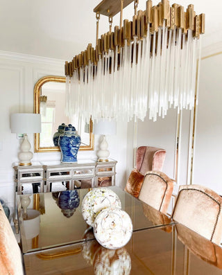 Matrix 8 Light Linear Pendant in Havana Gold with Clear Fluted Glass