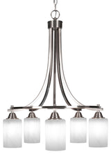 Paramount 5-Light Chandelier, Brushed Nickel, 4" White Marble Glass