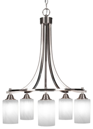 Paramount 5-Light Chandelier, Brushed Nickel, 4" White Marble Glass