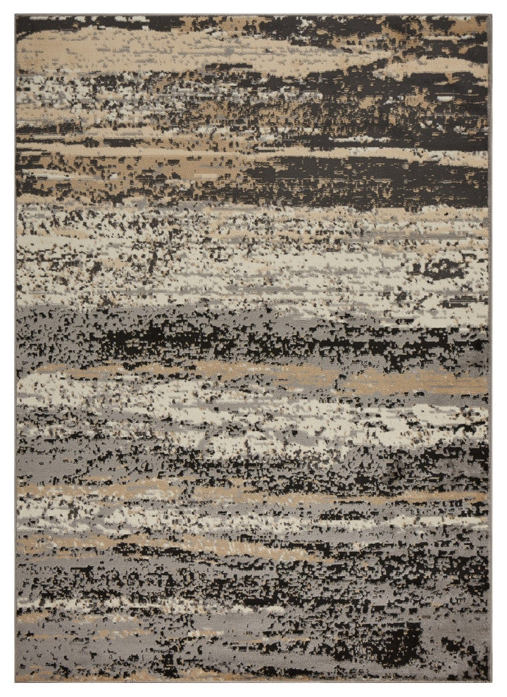 Beige Black And Gray Abstract Area Rug