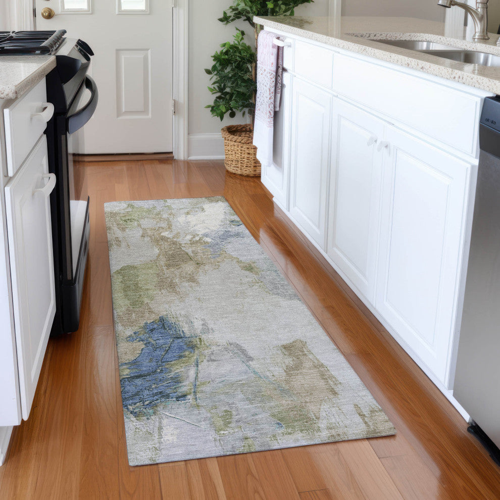 Machine Washable Indoor/Outdoor Chantille ACN1914 Beige 2'3" x 7'6" Runner Rug