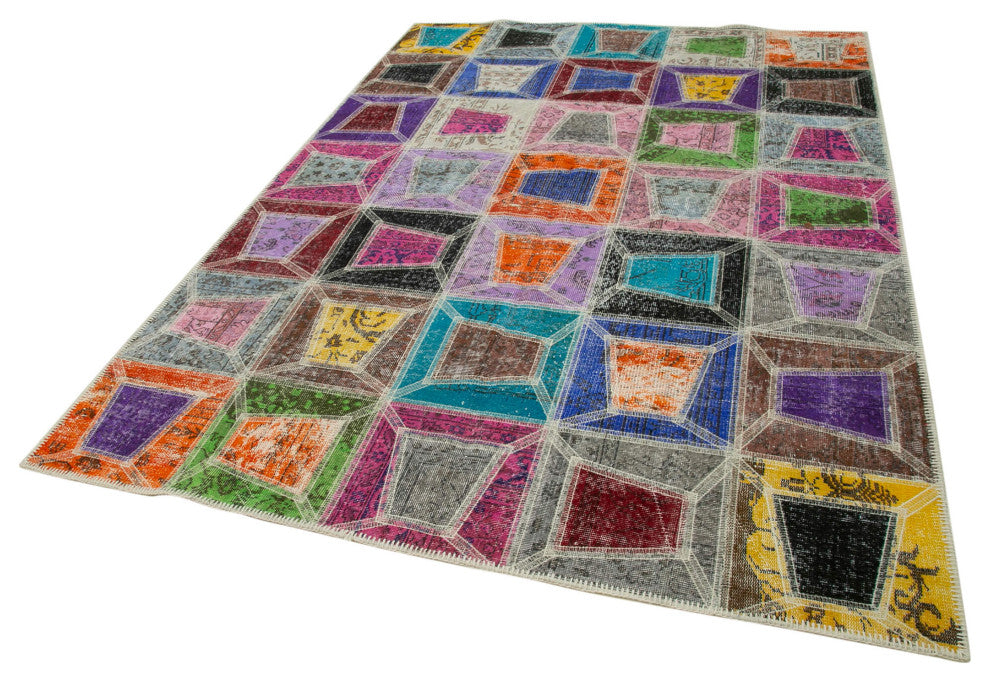 Rug N Carpet - Hand-Knotted Oriental 6' 3" x 9' 1" Over-dyed Patchwork Area Rug