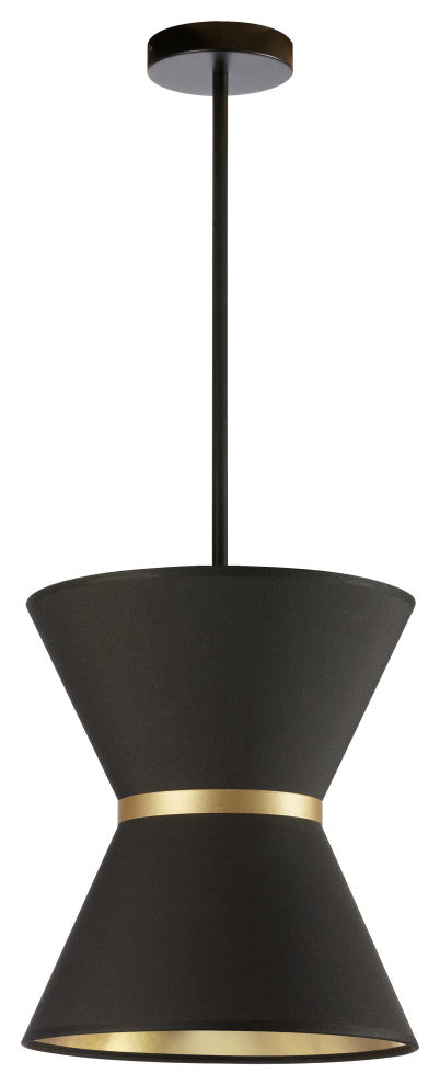 Black and Gold Transitional Pendant With Matte Black Metal