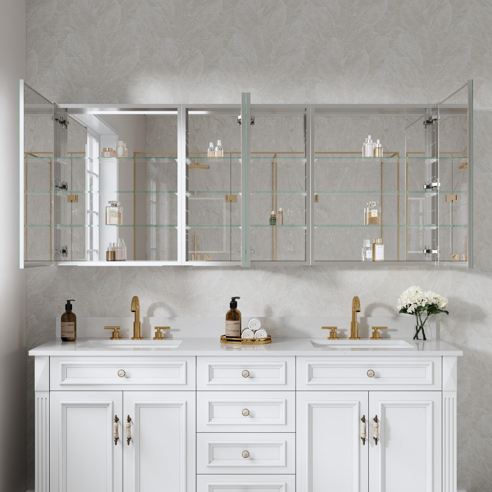 Recessed/Surface Mount Bathroom Medicine Cabinet, Reverse Installation, 72"x30"