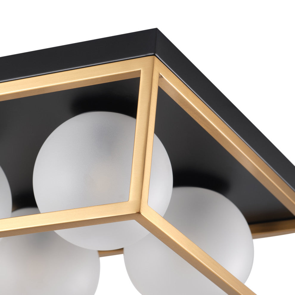 Farmhouse 4-Light Flush Mount Ceiling Light with Globe Frosted Glass Shades