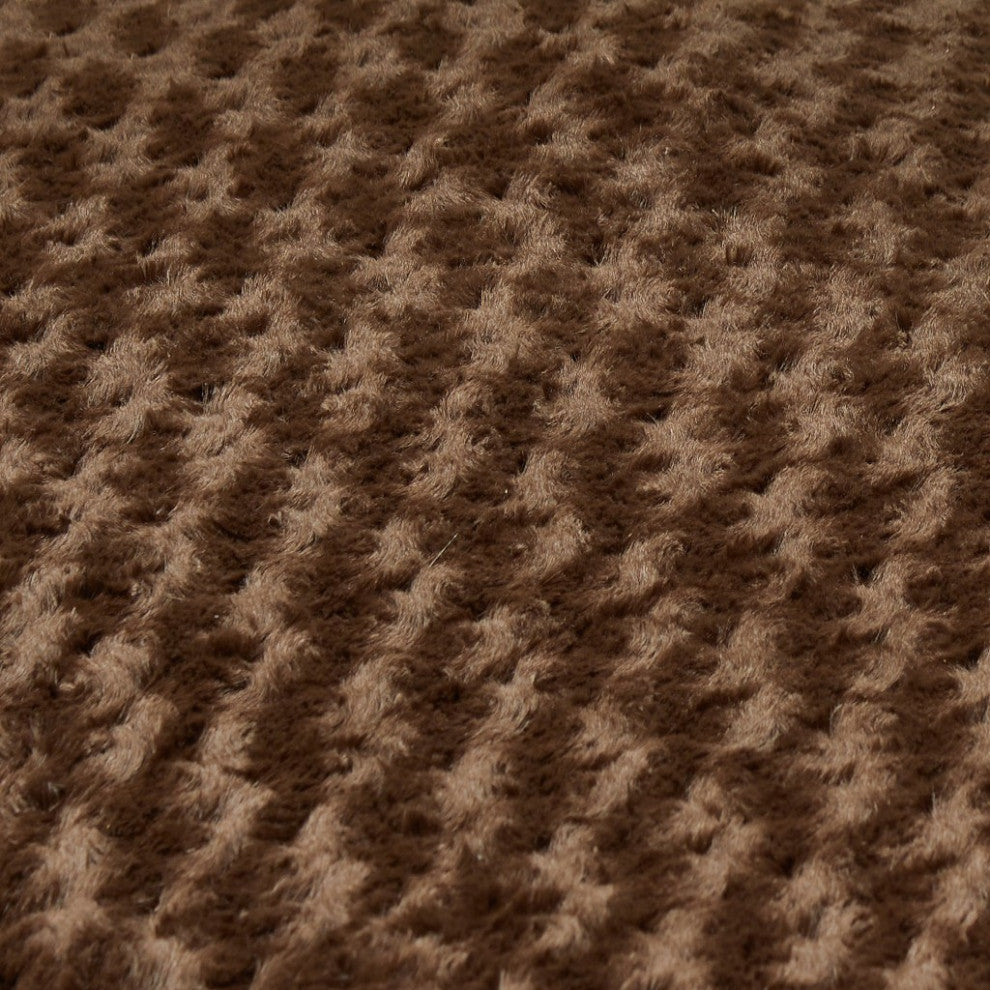 Brown 2'x3' Lux Faux Fur Rectangle Pet Bed